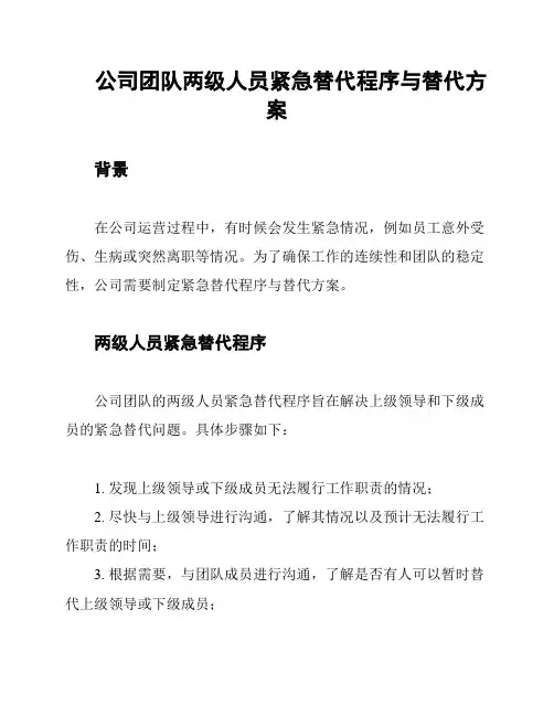 公司团队两级人员紧急替代程序与替代方案