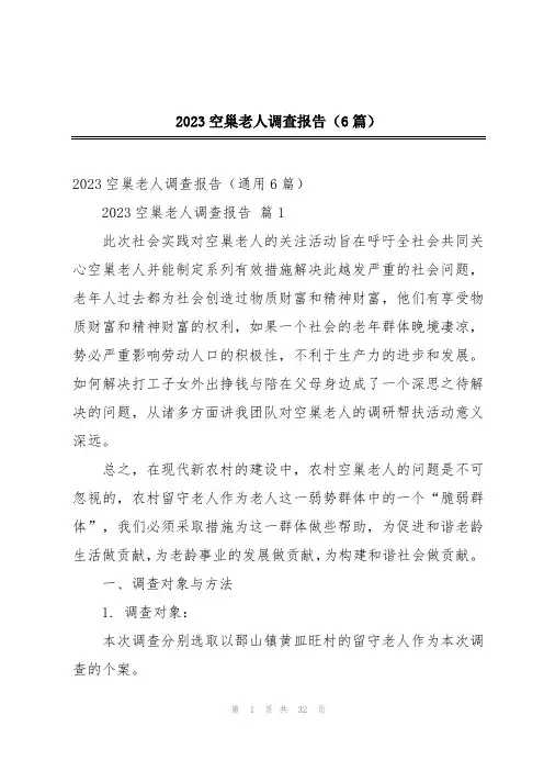 2023空巢老人调查报告(6篇)
