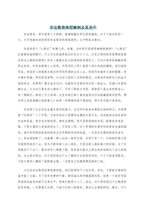 非法集资典型案例及其启示