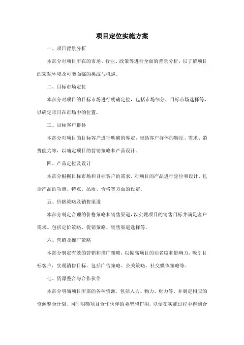 项目定位实施方案