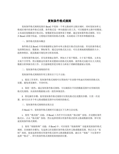复制条件格式规则