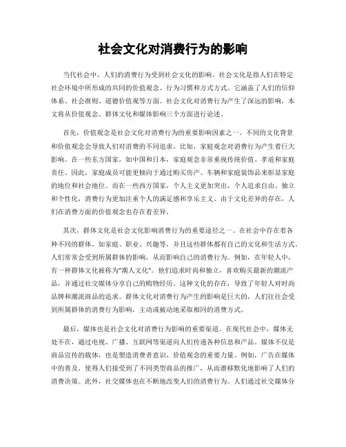 社会文化对消费行为的影响