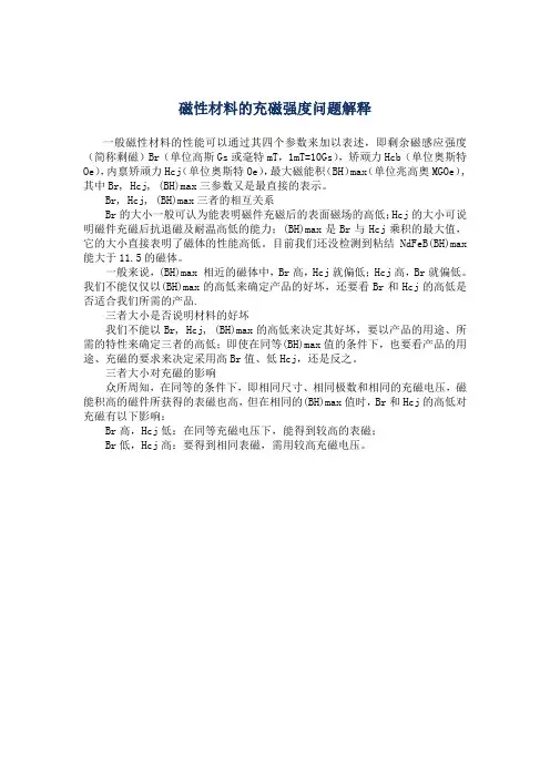 磁性材料的充磁强度问题解释