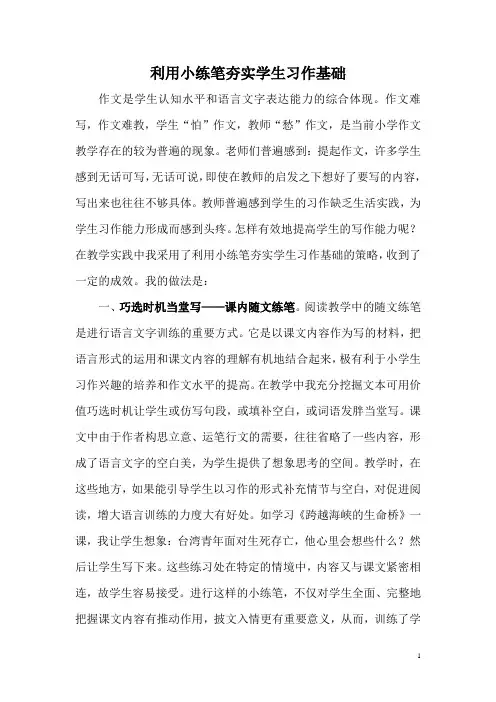 利用小练笔夯实学生习作基础(1)(1)