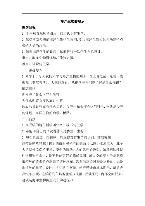 海洋生物的启示教案1