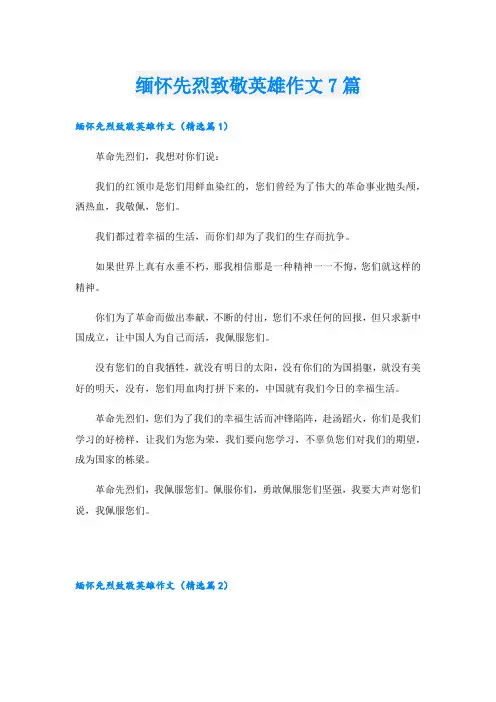 缅怀先烈致敬英雄作文7篇