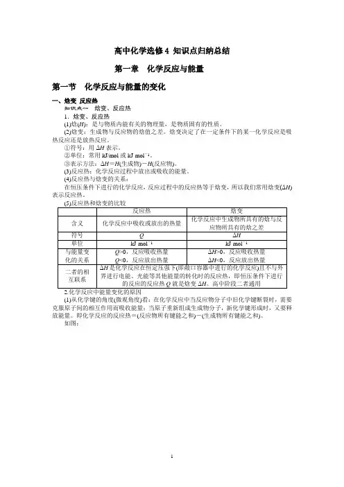 高中化学选修4  知识点总结