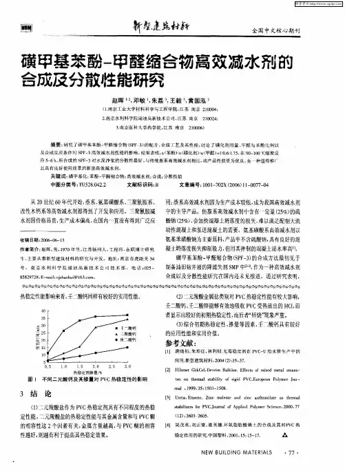 磺甲基苯酚-甲醛缩合物高效减水剂的合成及分散性能研究