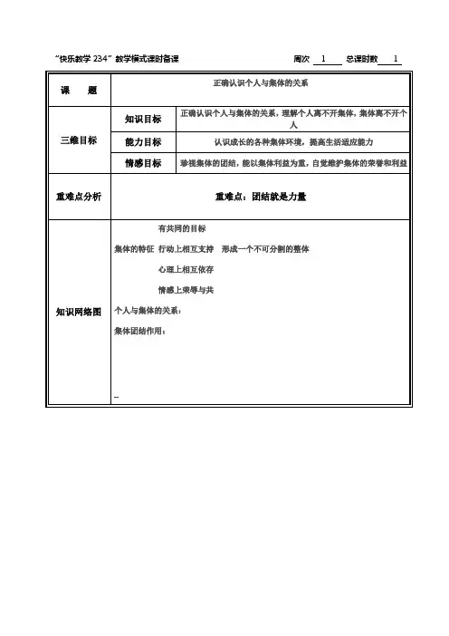 正确认识个人与集体的关系