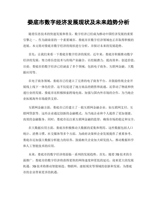 娄底市数字经济发展现状及未来趋势分析