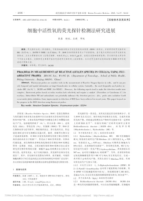 细胞中活性氧的荧光探针检测法研究进展_张鑫