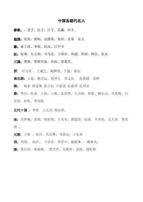 各朝代名人