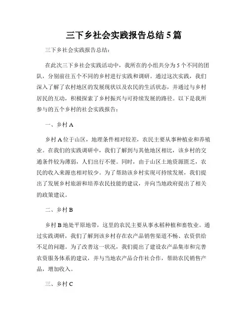 三下乡社会实践报告总结5篇