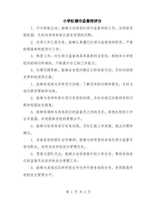 小学红领巾监督岗评分