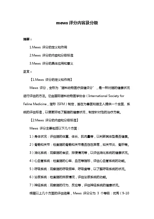 mews评分内容及分级