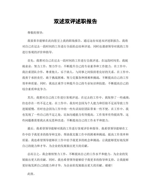 双述双评述职报告