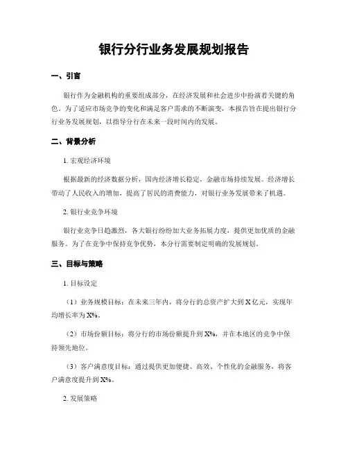 银行分行业务发展规划报告