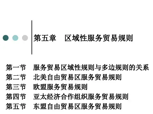 第五章 区域性服务贸易规则