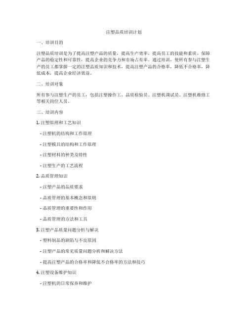注塑品质培训计划