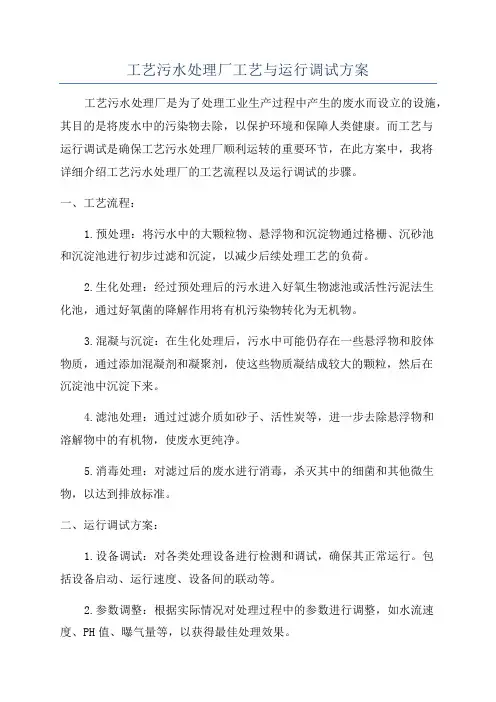工艺污水处理厂工艺与运行调试方案