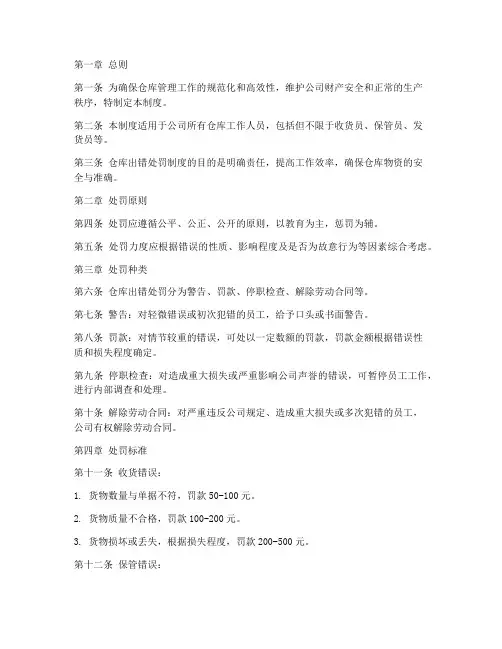 仓库出错处罚管理制度