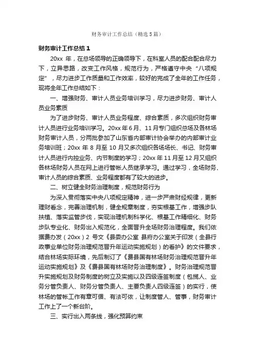 财务审计工作总结（精选5篇）