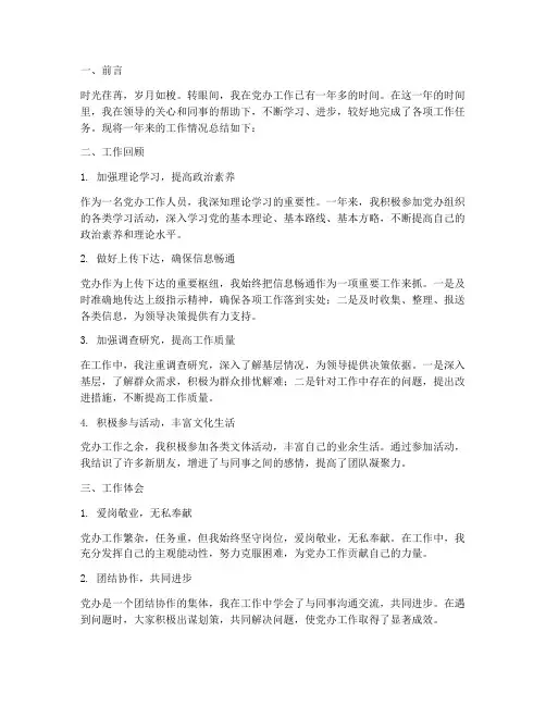 个人工作总结党办