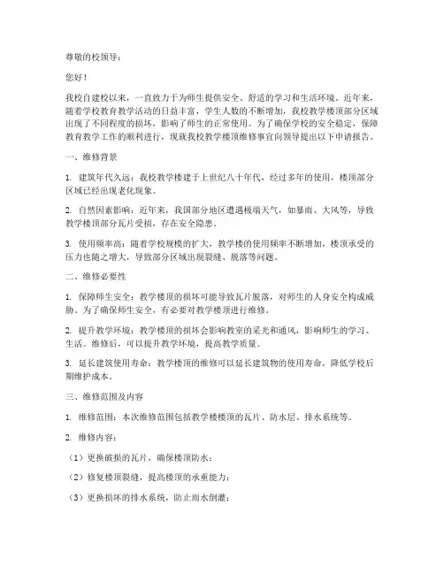 小学维修楼顶申请报告