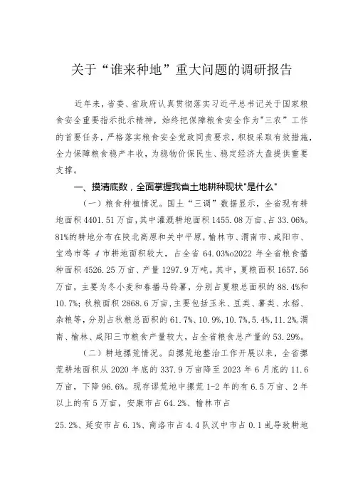 关于“谁来种地”重大问题的调研报告