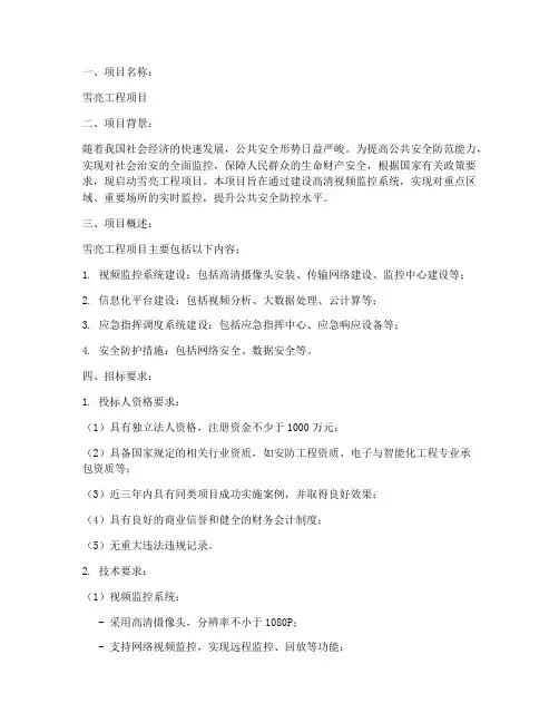 雪亮工程项目招标要求