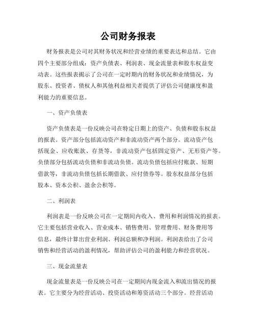 公司财务报表