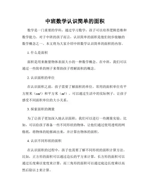 中班数学认识简单的面积