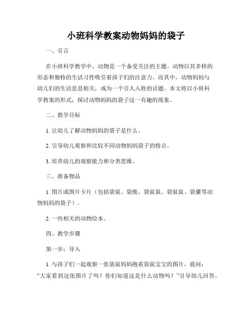 小班科学教案动物妈妈的袋子