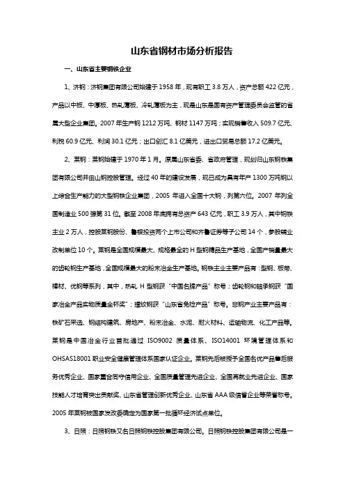 山东省钢材市场分析报告.doc