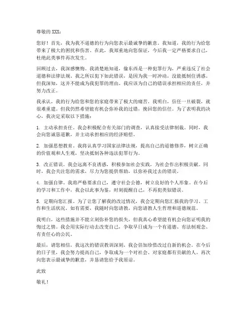 偷东西后保证书