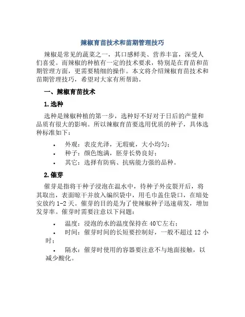 辣椒育苗技术和苗期管理技巧