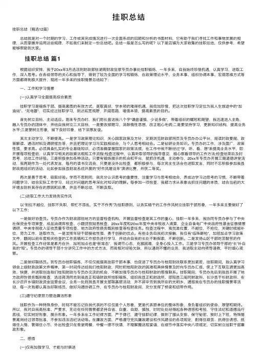挂职总结——精选推荐