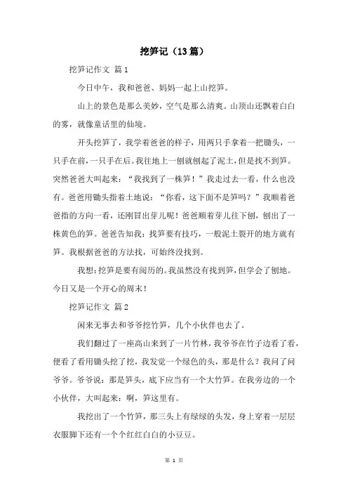 挖笋记(13篇)