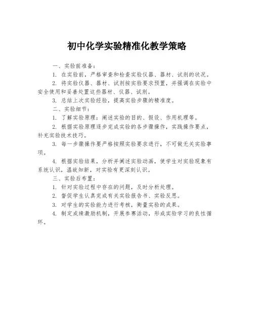 初中化学实验精准化教学策略