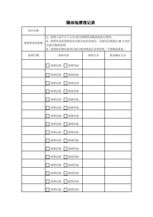 厨房隔油池清理记录