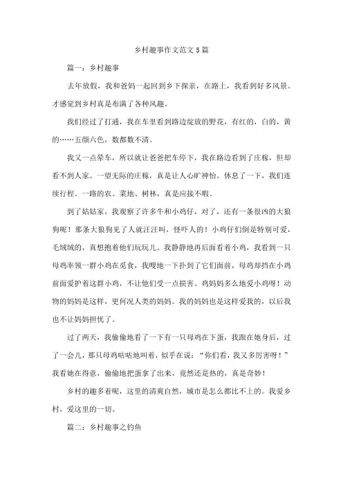 乡村趣事作文范文5篇