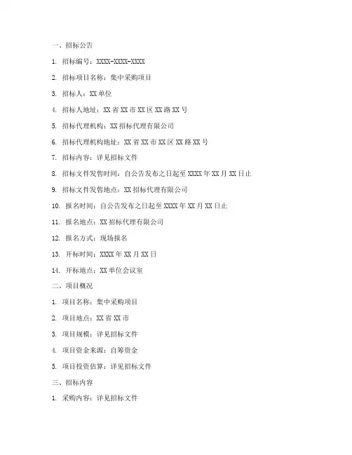 集中采购招标文件