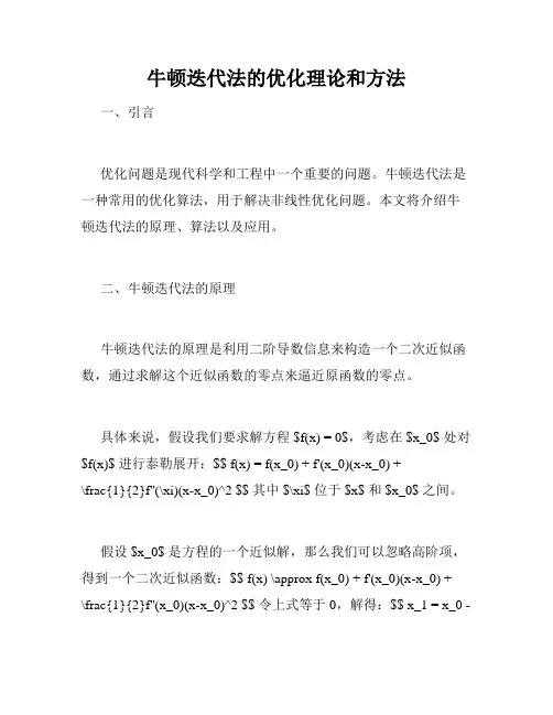 牛顿迭代法的优化理论和方法