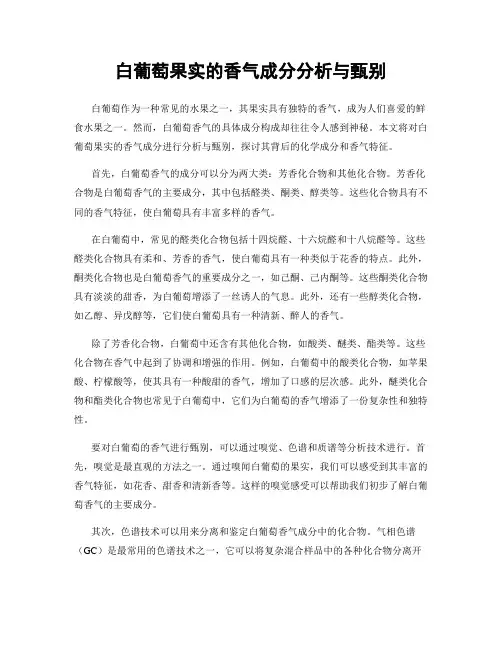 白葡萄果实的香气成分分析与甄别