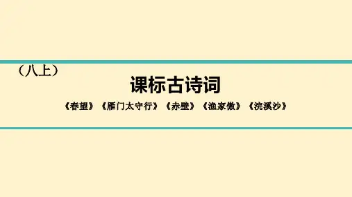 中考语文总复习专题一古诗词 第五组八年级上册《春望》《雁门太守行》《赤壁》《渔家傲》《浣溪沙》