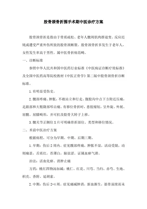 股骨颈骨折围手术期中医诊疗方案