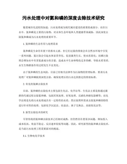 污水处理中对氮和磷的深度去除技术研究