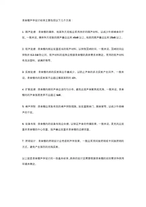 录音棚声学设计标准