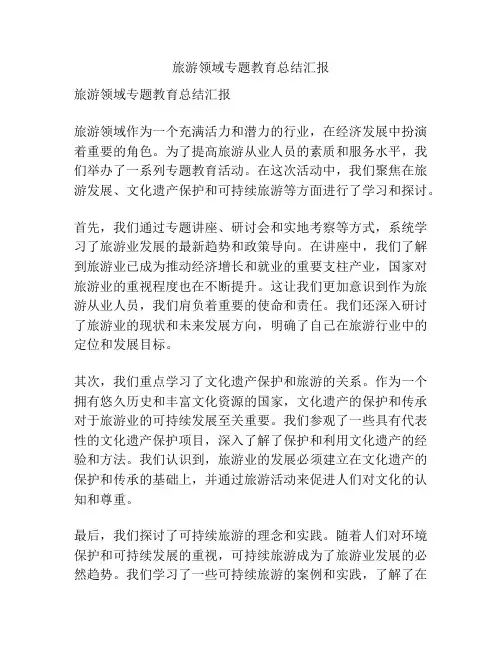 旅游领域专题教育总结汇报