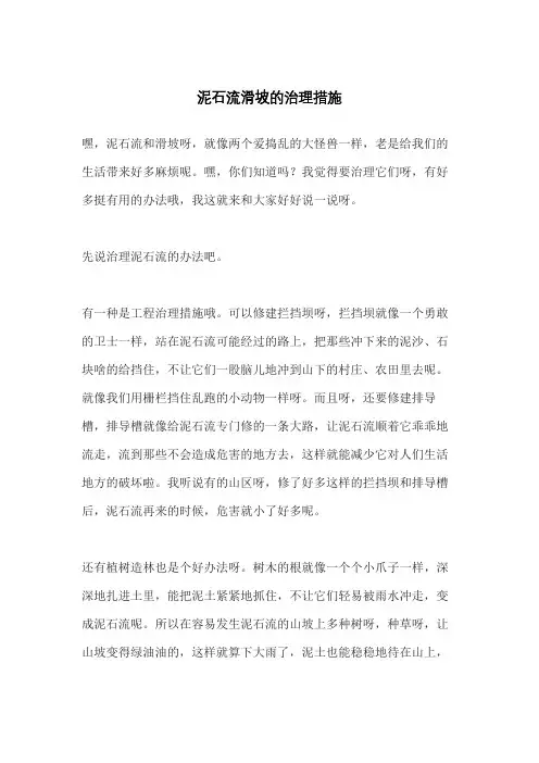 泥石流滑坡的治理措施
